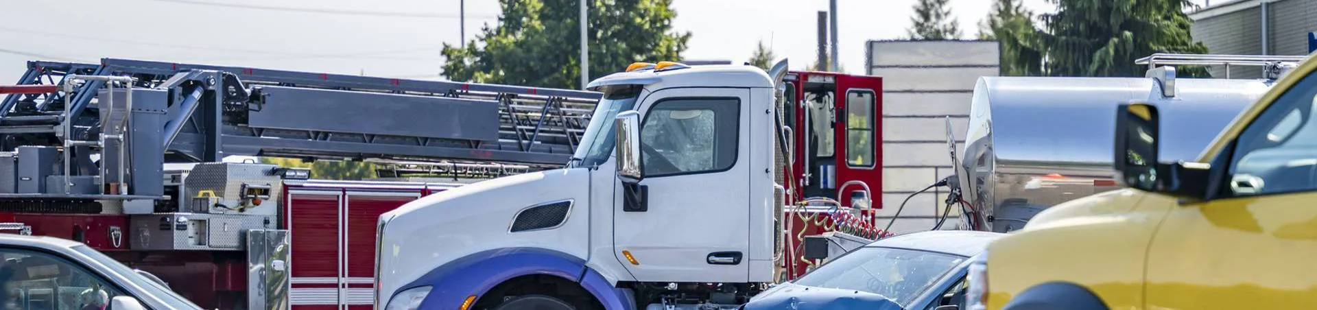 Commercial truck collision scene in Portland